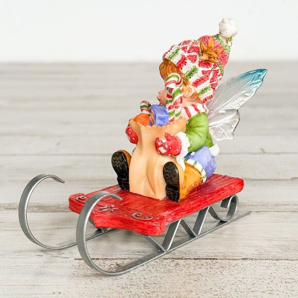 My Little Kitchen Fairies Christmas HOLIDAY SHOPPER FAIRIE 4010983 Sled Figurine - Picture 4 of 15